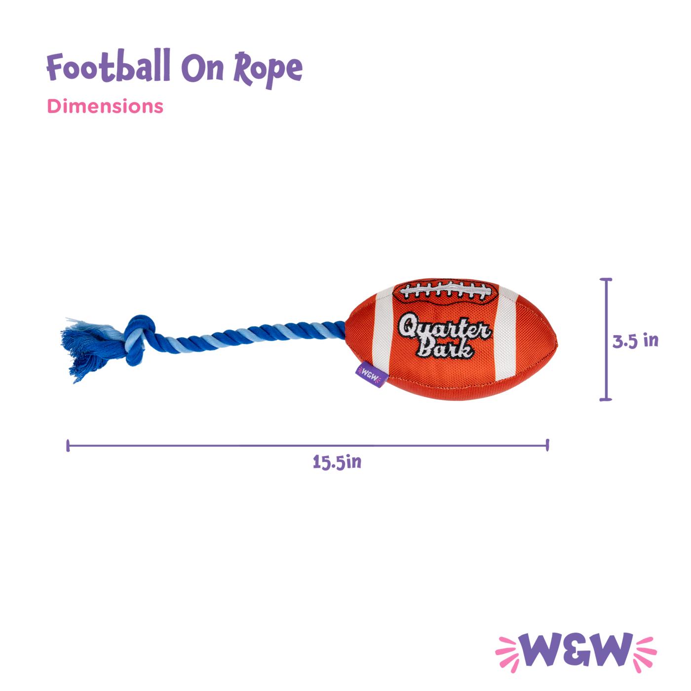 Woof & Whiskers Football With Rope Dog Toy; image 4 of 5