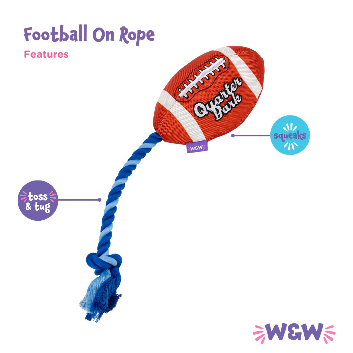 Woof & Whiskers Football With Rope Dog Toy; image 5 of 5
