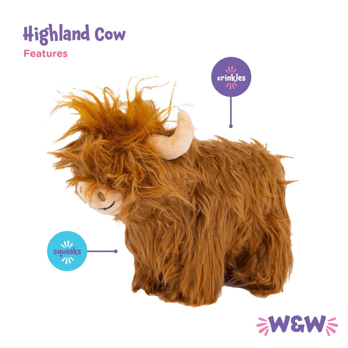 Woof & Whiskers Highland Cow Dog Toy; image 3 of 5