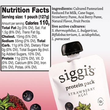 Siggi's 11g Protein Pack Yogurt Pouch - Strawberry Acai