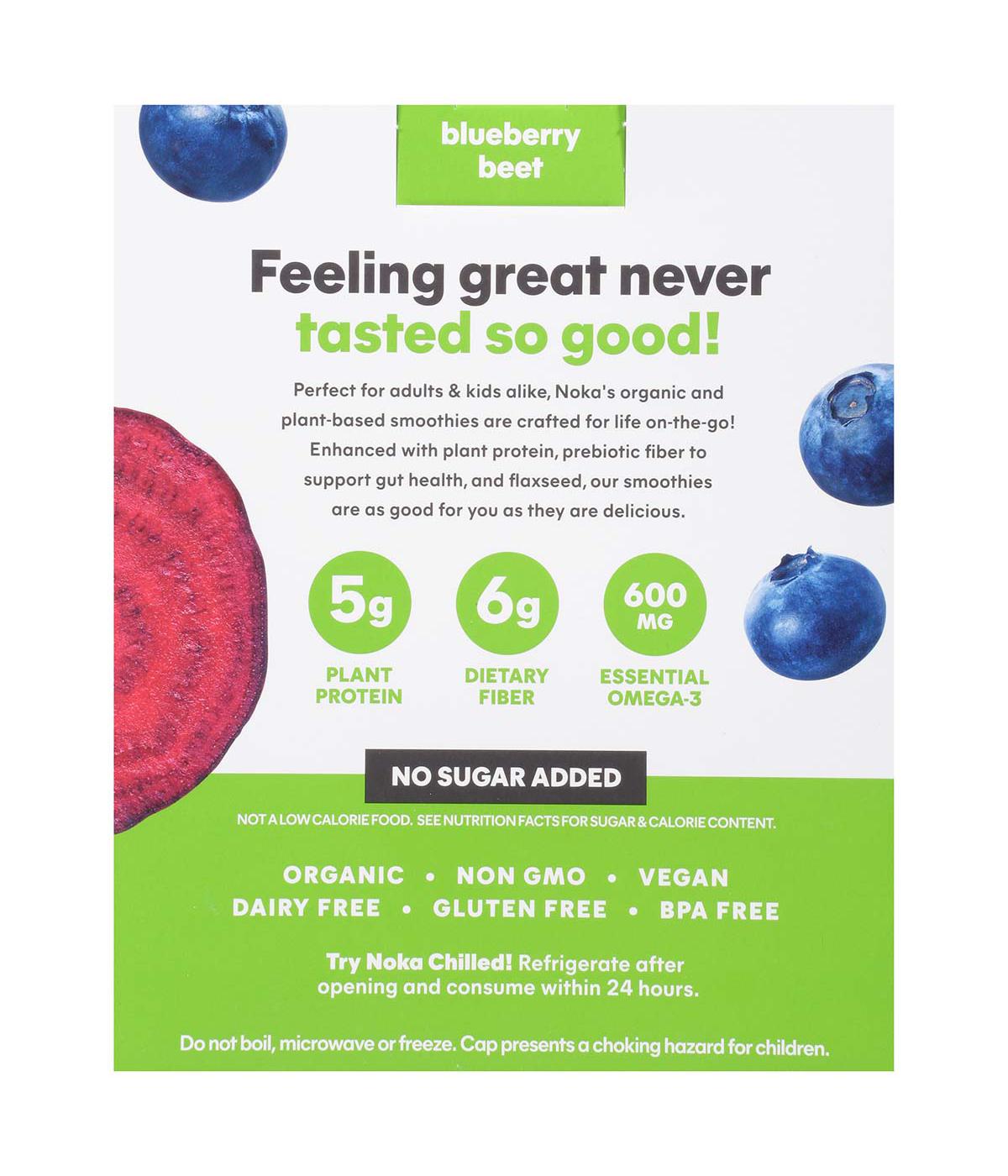 Noka Superfood Smoothies + Prebitic Fiber & Flax Pouches - Blueberry Beet; image 2 of 4