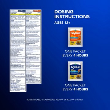 Vicks DayQuil & NyQuil Hot Remedy Cold & Flu Powder Mix Packets, Over-the-Counter Medicine, Daytime & Nighttime Fast Relief, Combo Pack