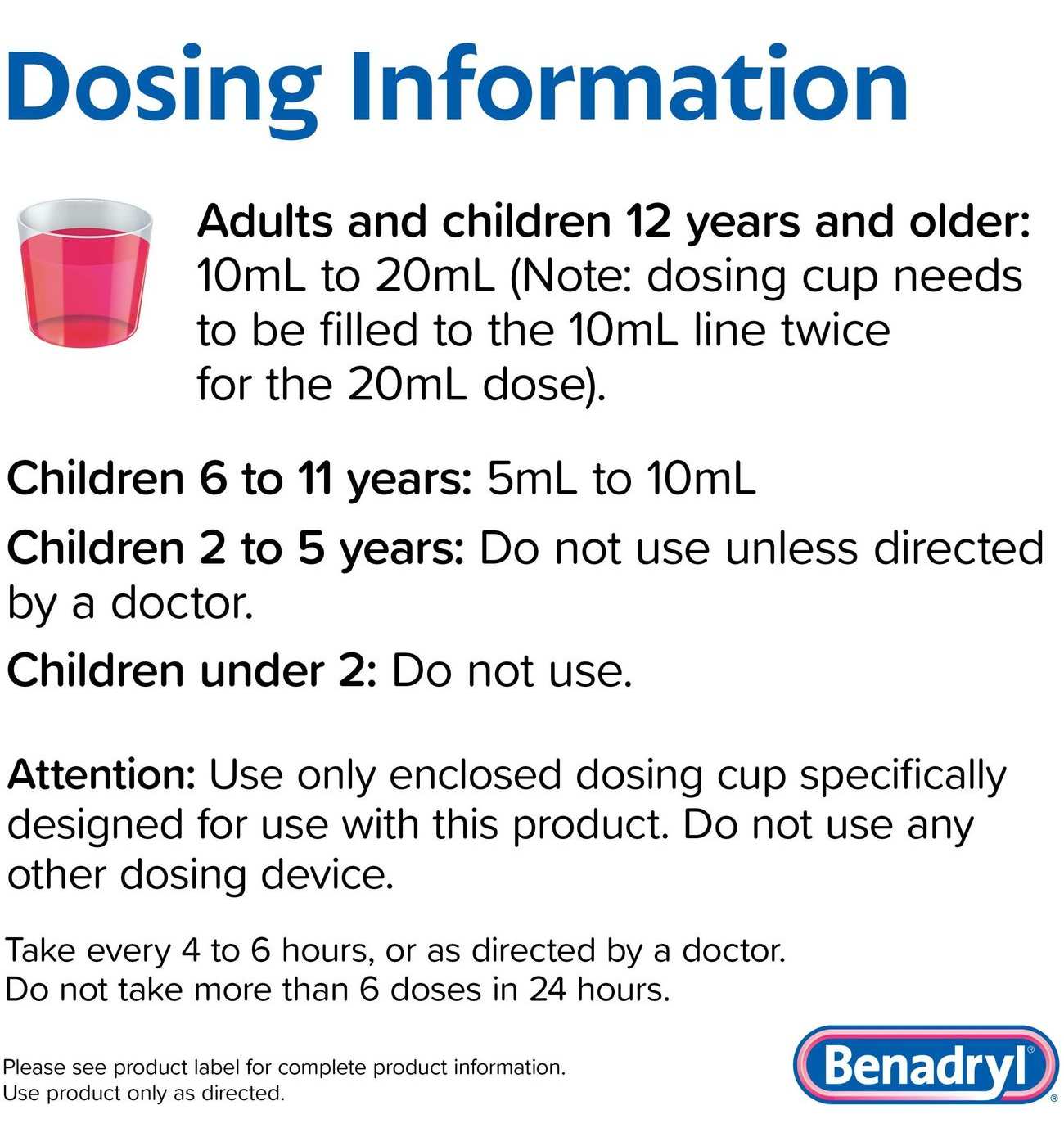 Benadryl Antihistamine Allergy Relief Liquid - Wild Cherry; image 3 of 7