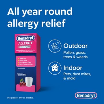 Benadryl Antihistamine Allergy Relief Liquid - Wild Cherry