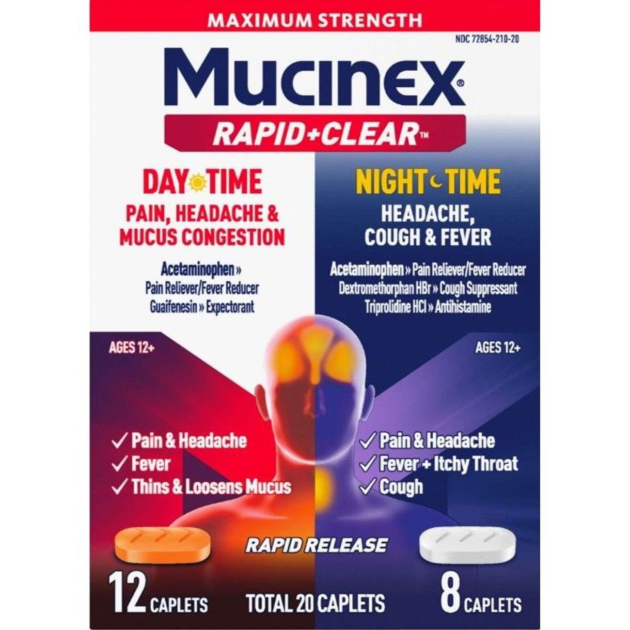 Mucinex Rapid Plus Clear Maximum Strength Daytime & Nighttime Pain ...