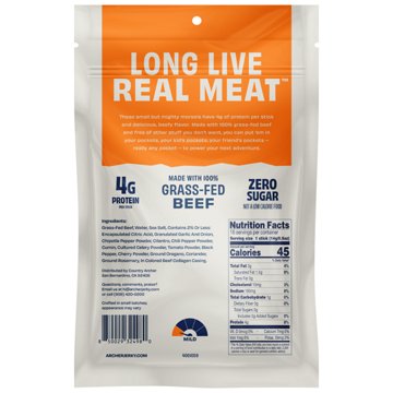 Archer Zero Sugar 4g Protein Grass-Fed Beef Mini Sticks - Beef Taco, 16 ct