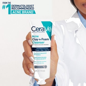 CeraVe Acne Clay to Foam Cleanser with 2% Salicylic Acid
