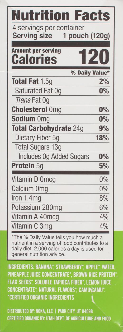 Noka Superfood Smoothies + Prebiotic Fiber & Flax Pouches - Strawberry Pineapple; image 2 of 4