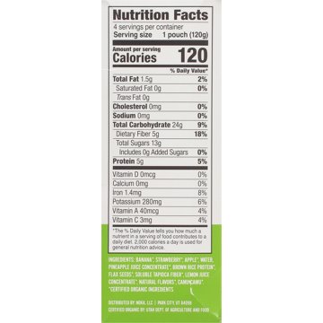 Noka Superfood Smoothies + Prebiotic Fiber & Flax Pouches - Strawberry Pineapple, 4 ct