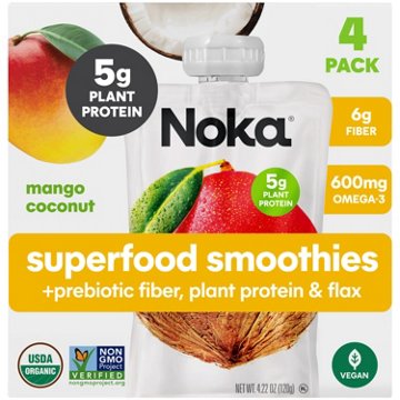 Noka Superfood Smoothie Pouches - Mango Coconut, 4 ct