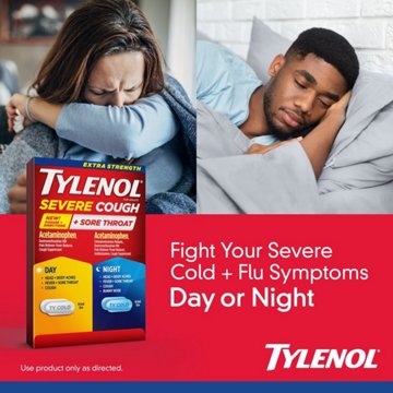Tylenol Daytime & Nighttime Extra Strength Severe Cough Sore Throat Caplets