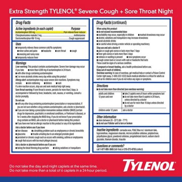 Tylenol Daytime & Nighttime Extra Strength Severe Cough Sore Throat Caplets