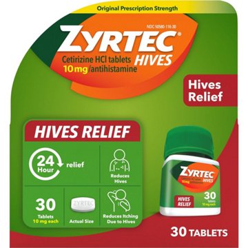 Zyrtec Hives Relief Antihistamine Tablets
