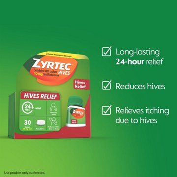 Zyrtec Hives Relief Antihistamine Tablets