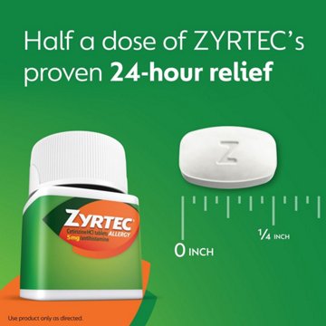Zyrtec Indoor & Outdoor Allergy Relief 5 mg Antihistamine Tablets