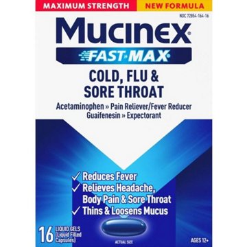 Mucinex Fast Max Cold Flu & Sore Throat Pain Relief Liquid Gels