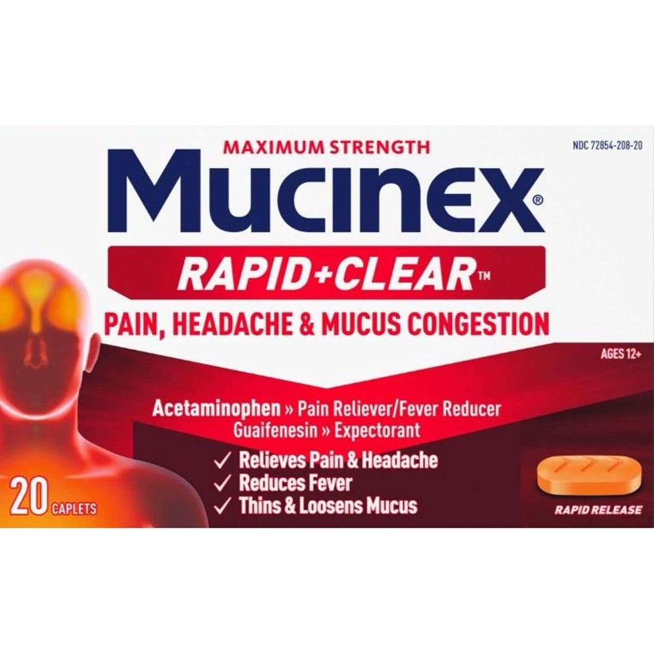 Mucinex Rapid Plus Clear Pain, Headache & Mucus Pain Relief Caplets ...