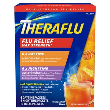 Theraflu Max Flu Relief Day & Night Hot Liquid Therapy Packets - Honey Lemon
