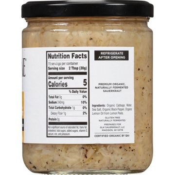 Saverne Organic Artisan Black Pepper & Lemon Sauerkraut, 16 oz