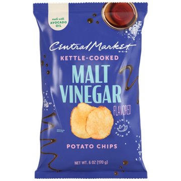 Central Market Kettle-Cooked Potato Chips - Malt Vinegar, 6 oz