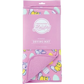 Destination Holiday Easter Reversible Drying Mat - Cowboy Bunny & Chick, 14" x 21"