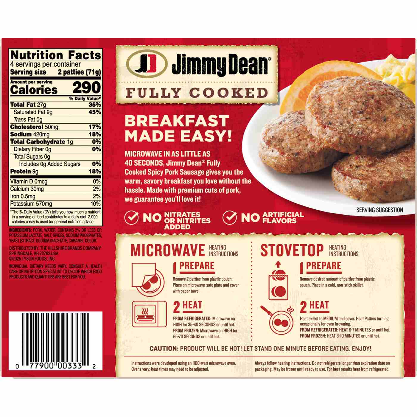 Jimmy Dean Fully Cooked Spicy Pork Sausage Patties; image 5 of 8