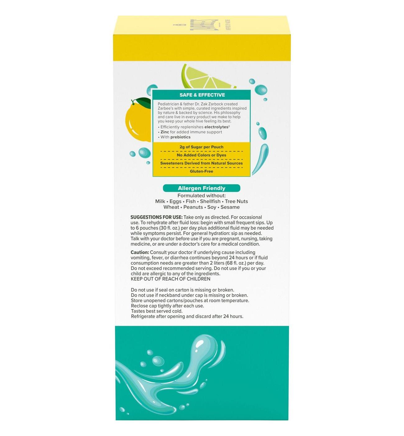 Zarbee's Triple Action Hydration Electrolyte Drink Pouch - Lemon Lime; image 2 of 4