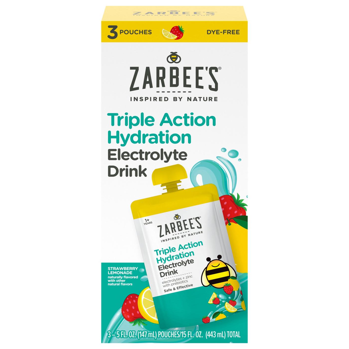 Zarbee's Triple Action Hydration Electrolyte Drink Pouch - Strawberry Lemonade; image 1 of 4