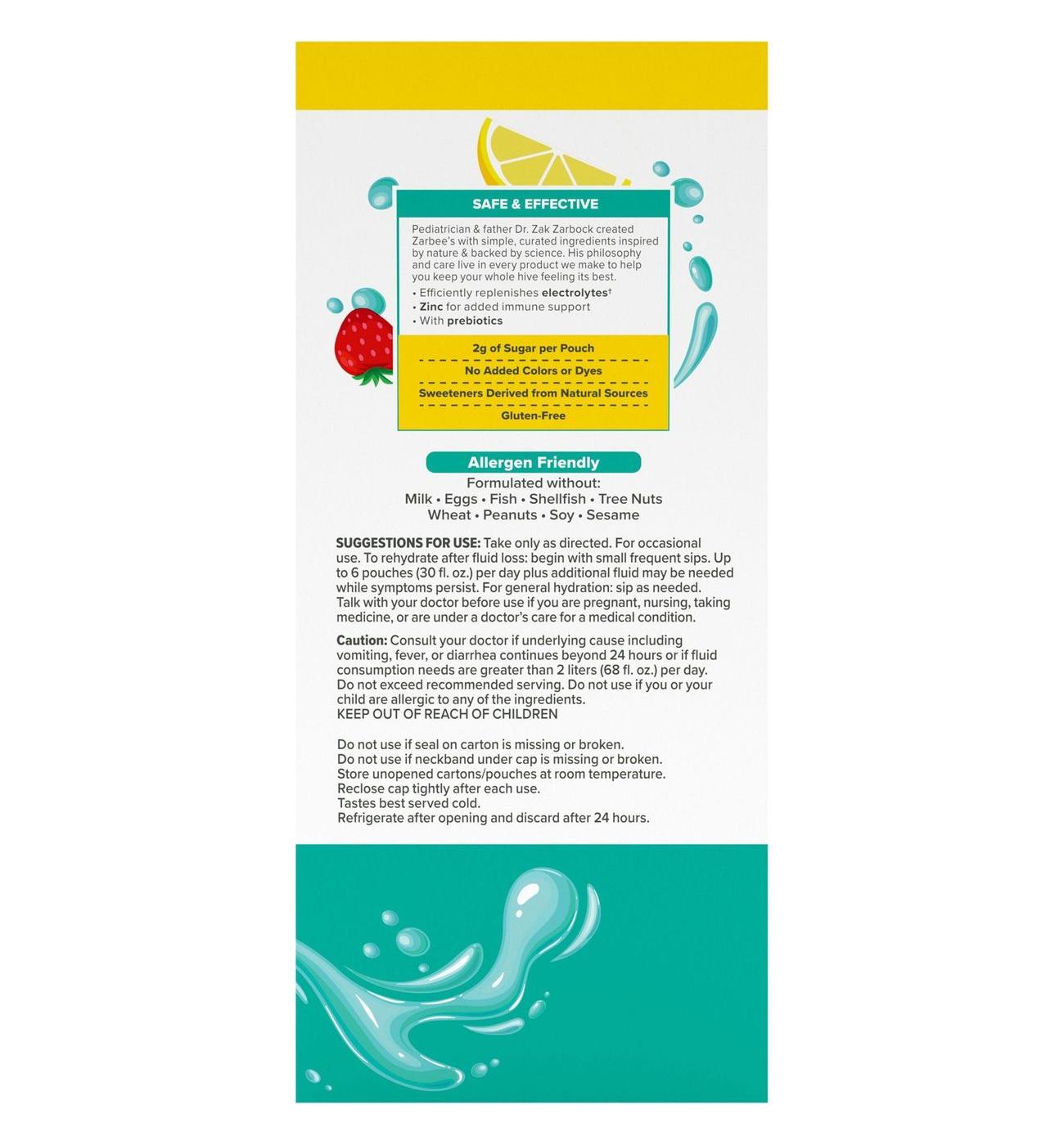Zarbee's Triple Action Hydration Electrolyte Drink Pouch - Strawberry Lemonade; image 3 of 4