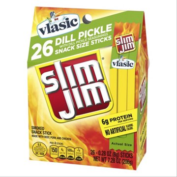 Slim Jim Vlasic Dill Pickle Snack Size Meat Sticks, 26 ct