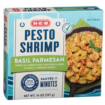 H-E-B Sauced Pesto Shrimp - Basil Parmesan, 14 oz