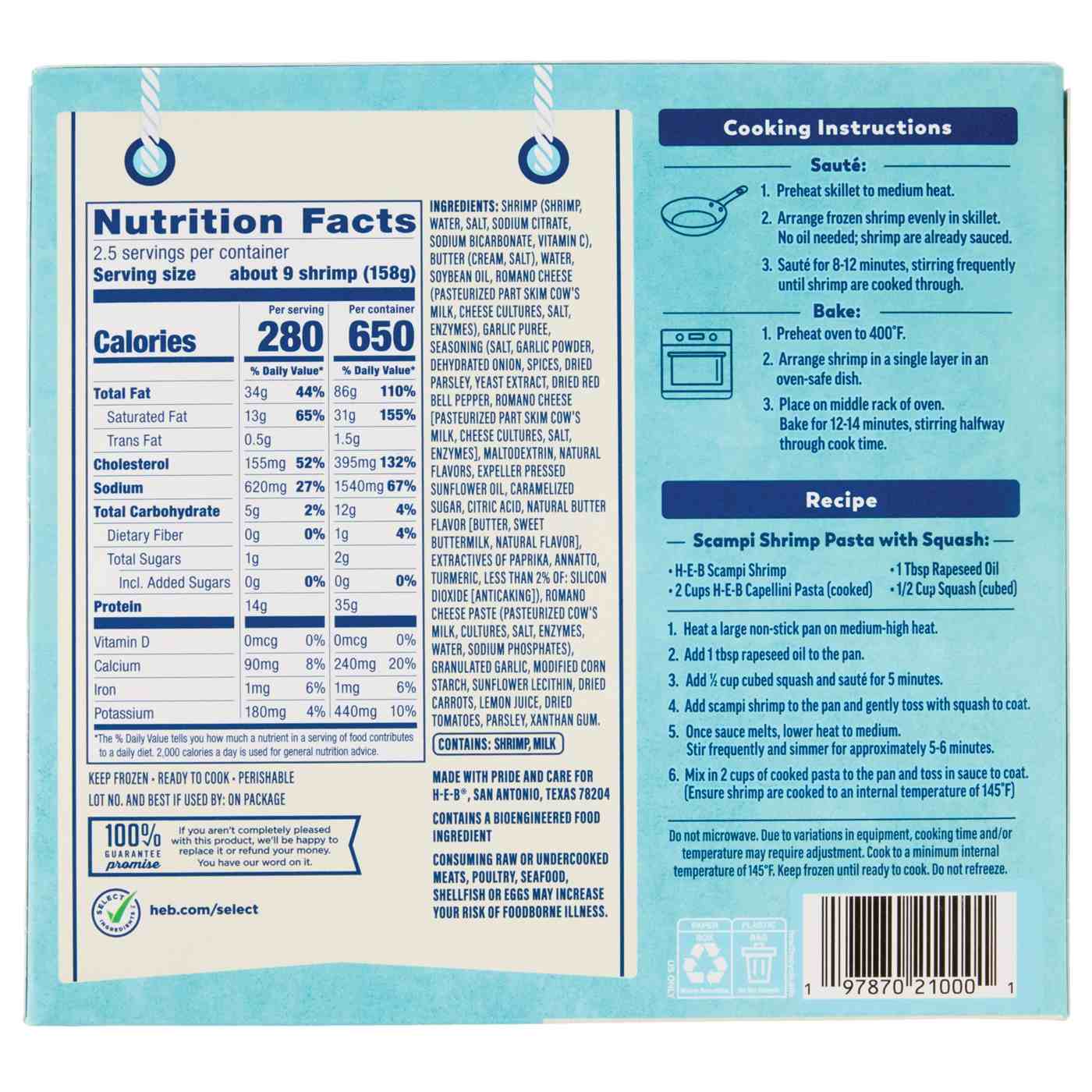 H-E-B Sauced Shrimp Scampi - Garlic Butter; image 3 of 3