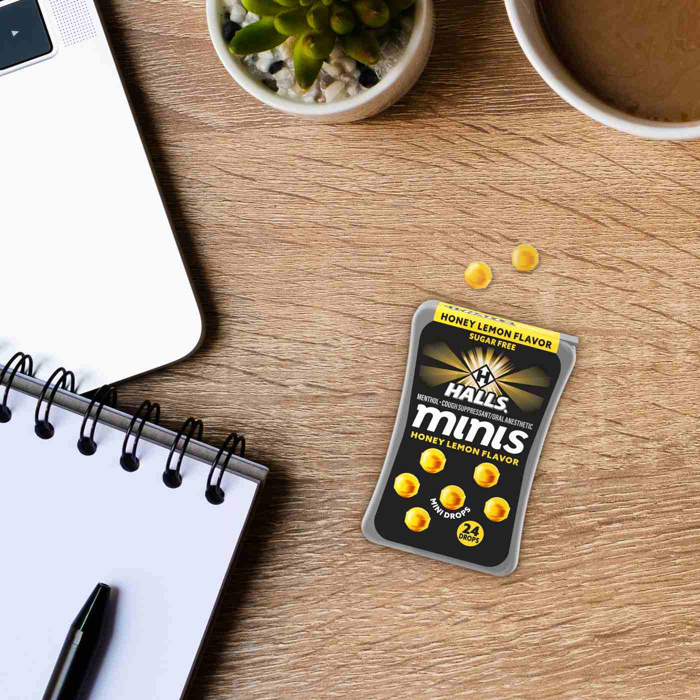 Halls Minis Sugar Free Cough & Throat Relief Drops - Honey Lemon, 2 pk; image 4 of 5