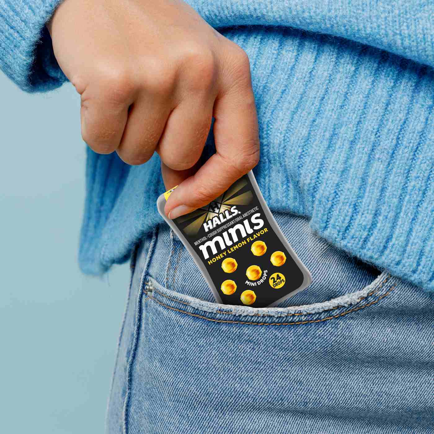 Halls Minis Sugar Free Cough & Throat Relief Drops - Honey Lemon, 2 pk; image 5 of 5