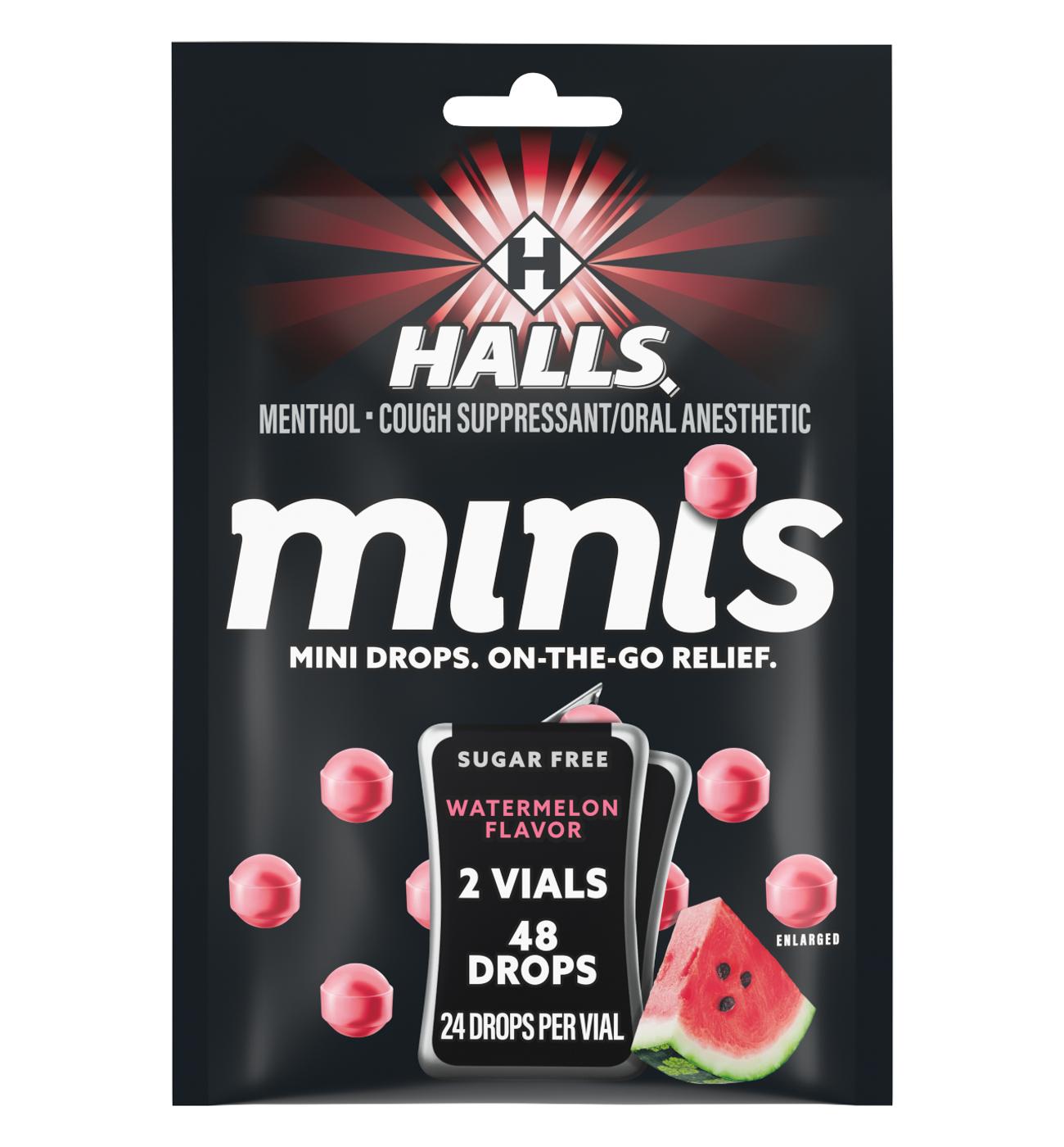 Halls Minis Sugar Free Cough & Throat Relief Drops - Watermelon, 2 pk; image 1 of 5