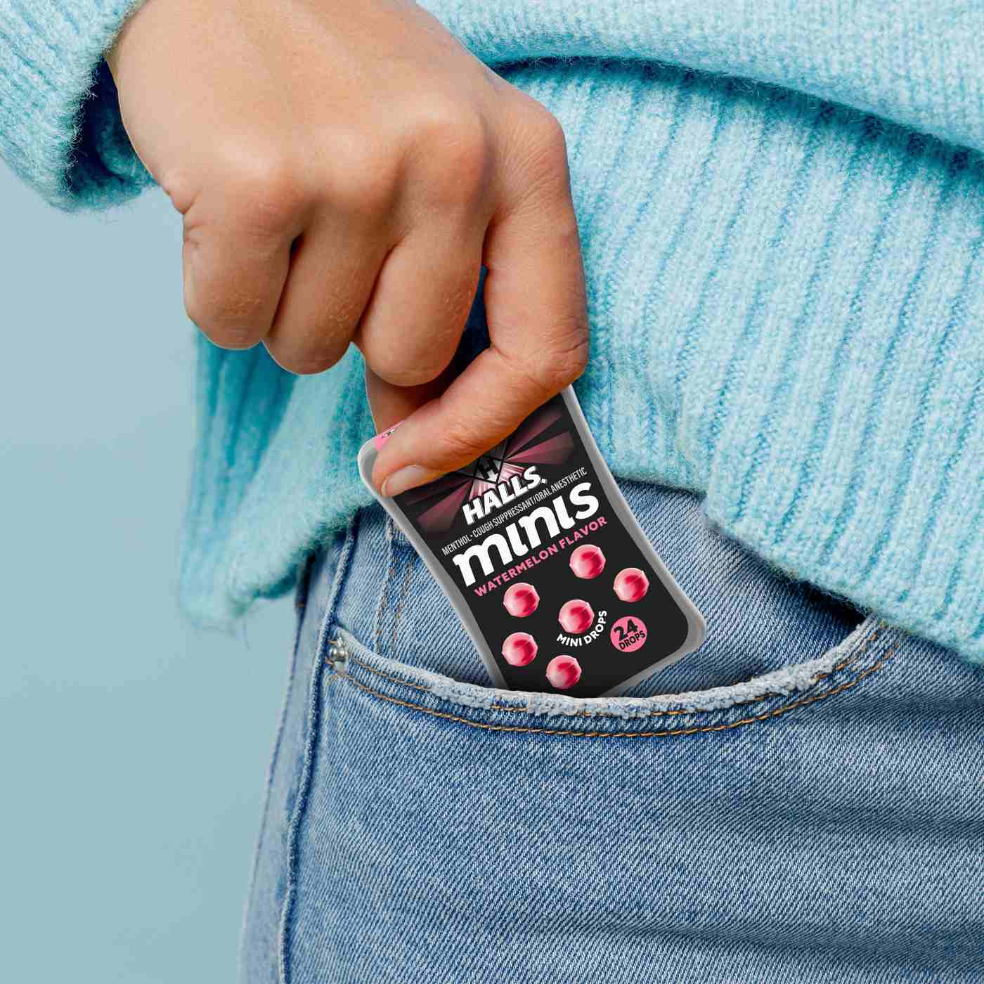 Halls Minis Sugar Free Cough & Throat Relief Drops - Watermelon, 2 pk; image 5 of 5