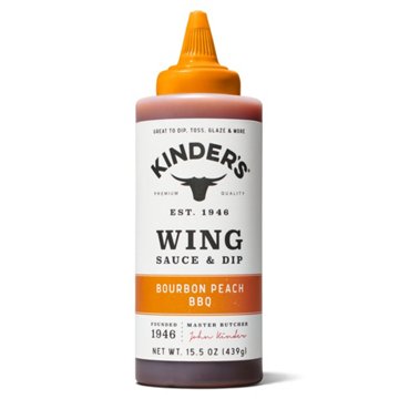 Kinder's Wing Sauce & Dip - Bourbon Peach BBQ, 15.5 oz