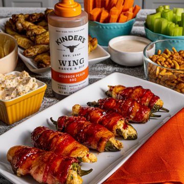Kinder's Wing Sauce & Dip - Bourbon Peach BBQ, 15.5 oz