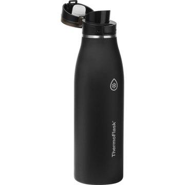 ThermoFlask Stainless Steel Traveler Bottle - Pitch Black, 25 oz