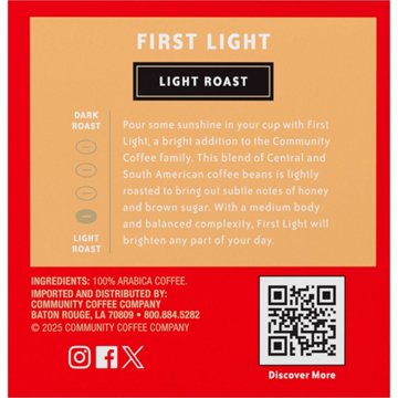 Community Coffee First Light Light Roast Single Serve Coffee K Cups
