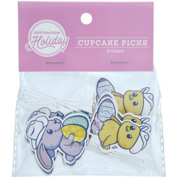 Destination Holiday Cowboy Bunny & Chick Easter Cupcake Picks, 12 ct