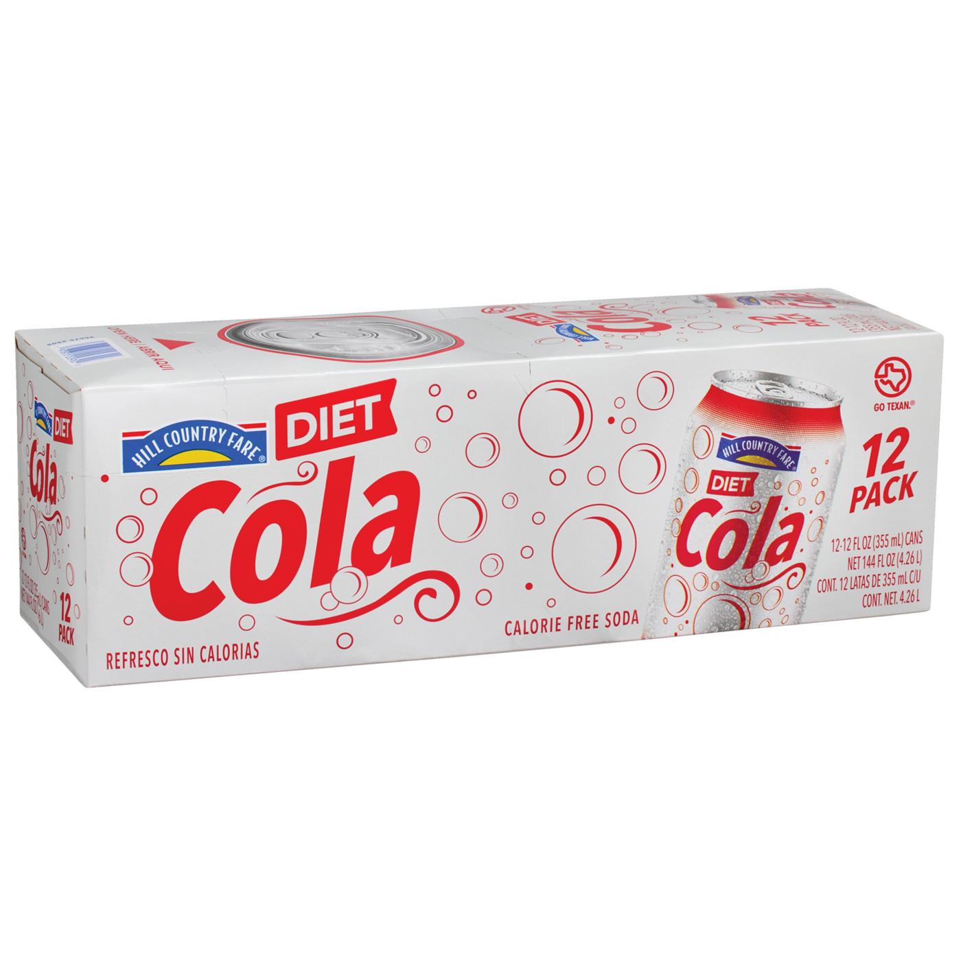 Hill Country Fare Diet Cola Soda 12 pk Cans; image 3 of 3