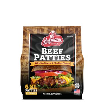 Hofmann XL Beef Patties With Bacon & Cheddar Cheese, 6 ct