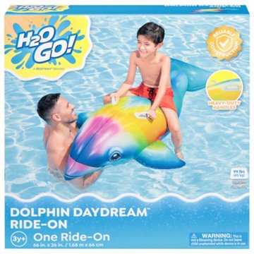 H2OGO! Dolphin Daydream Ride-On Pool Float, 66" x 26"