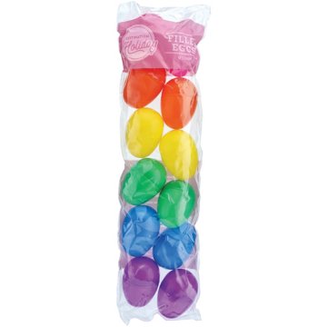 Destination Holiday Plastic Easter Filler Eggs - Bright Colors, 12 ct