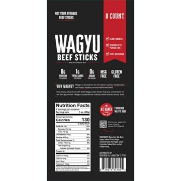 R-C Ranch 8g Protein Zero Sugar Wagyu Beef Sticks - Original