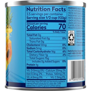 Dole No Sugar Added Tropical Fruit, 15.25 oz