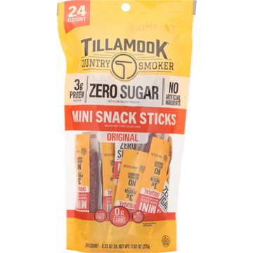 Tillamook Country Smoker Zero Sugar Mini Snack Sticks, 24 ct