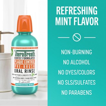 TheraBreath Plaque Control Pre-Brush Oral Rinse - Mint
