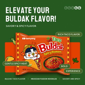 Samyang Taco Buldak Spicy Chicken Ramen Instant Soup Packs